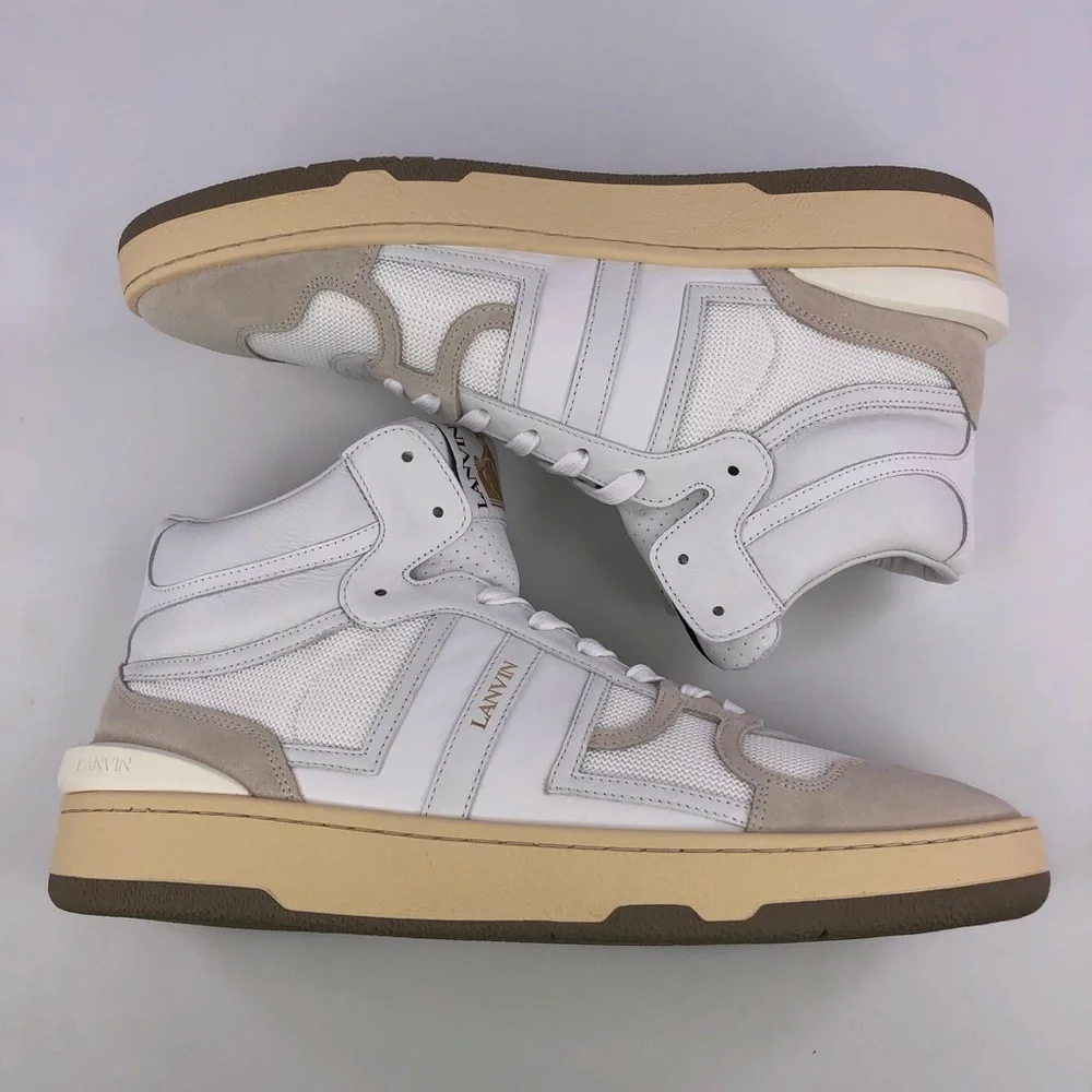 Lanvin Tennis High Top Clay Nash Sneakers Whlte 44 (US 11)